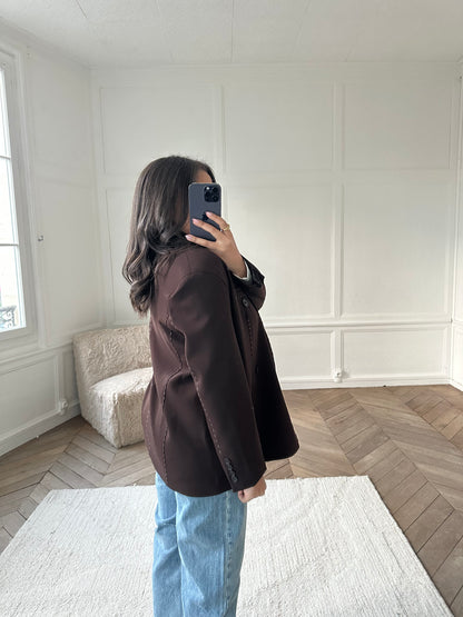 Blazer oversize à surpiqûres Anne - marron