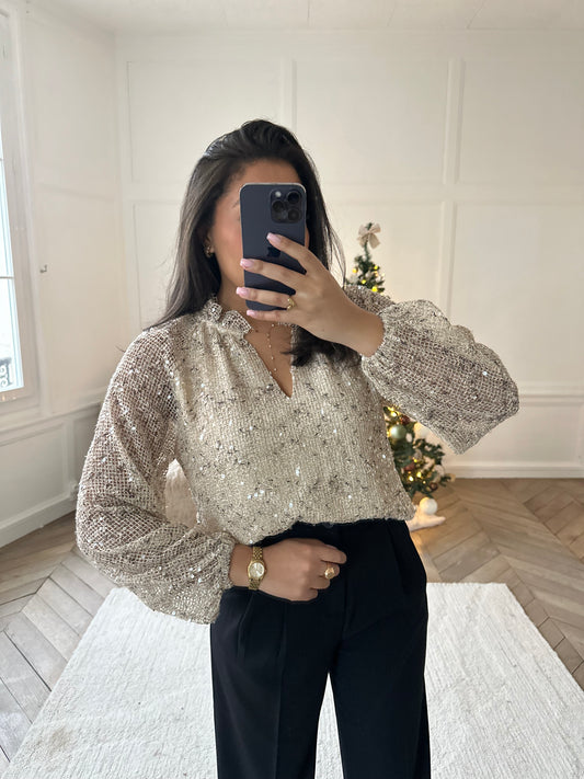 Blouse à sequins Ulysse - beige
