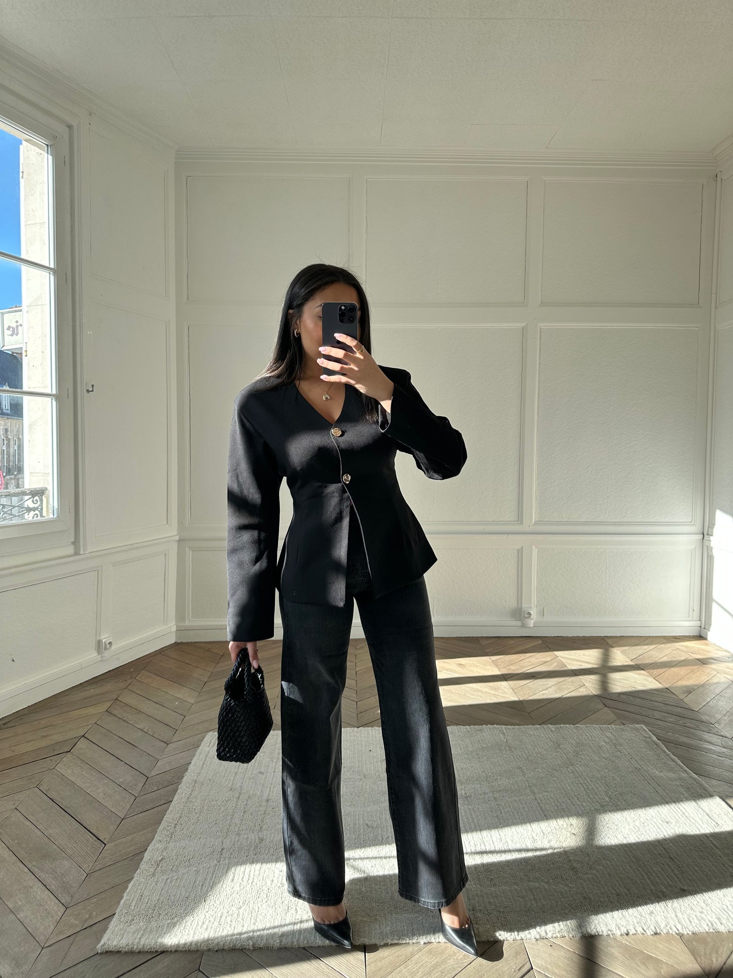 Haut effet blazer à boutons dorés