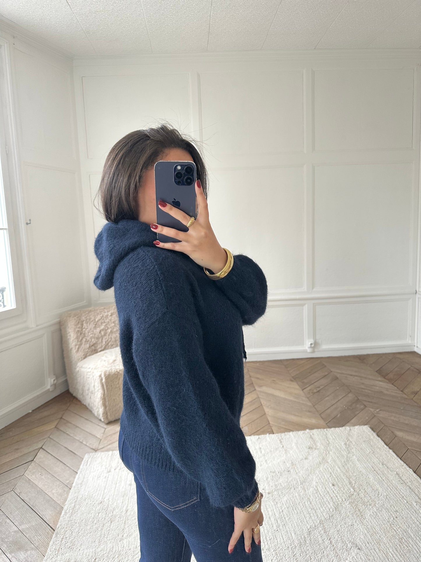 Sweat pull à capuche - marine