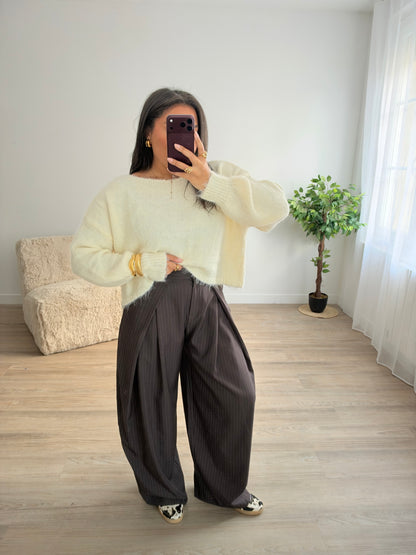 Pantalon Aria rayé - marron