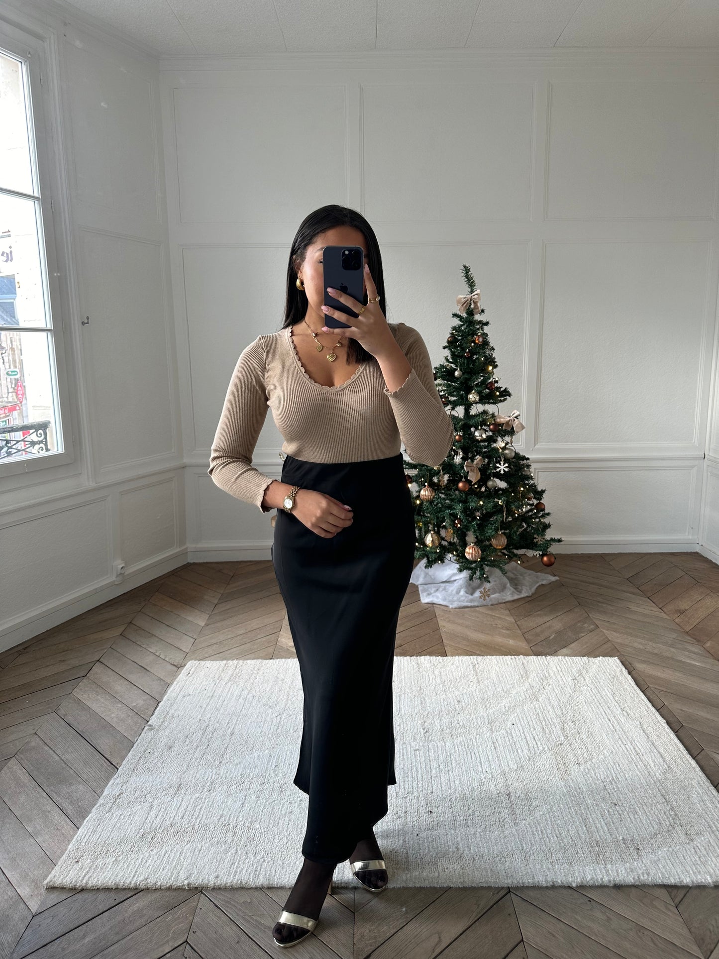 Jupe satinée noire