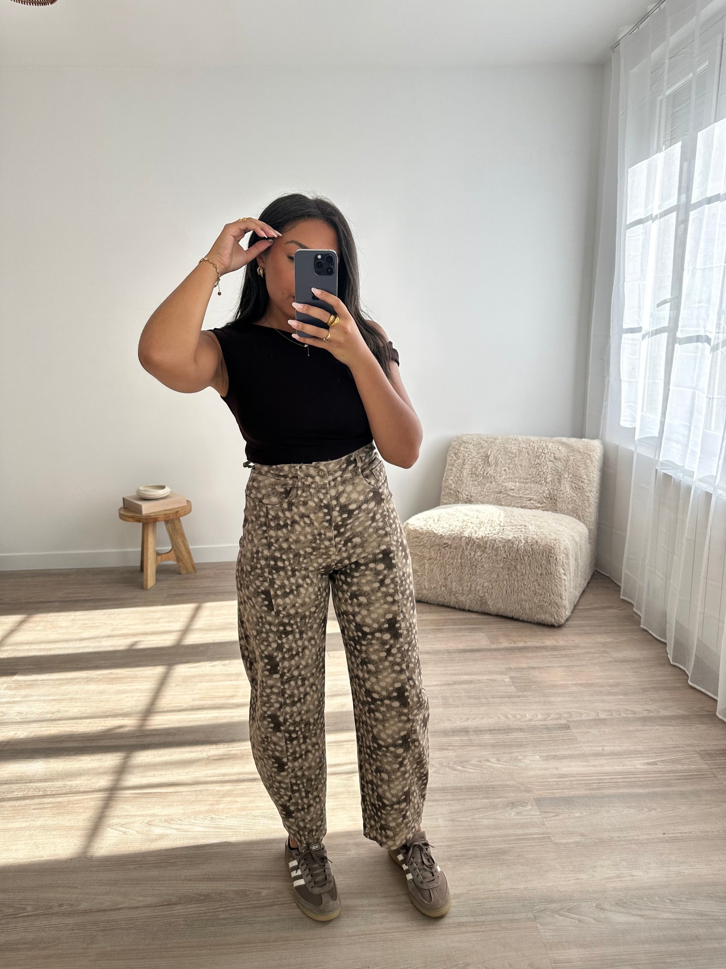 Pantalon barrel imprimé bambi