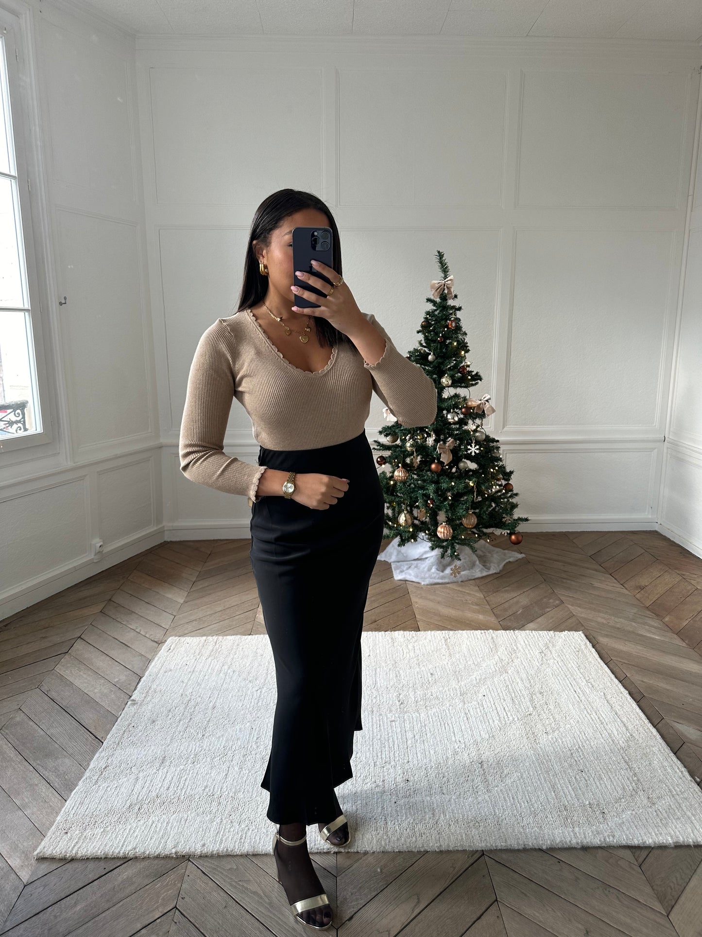 Jupe satinée noire