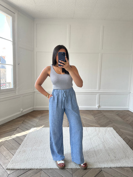 Pantalon rayé Cova - bleu