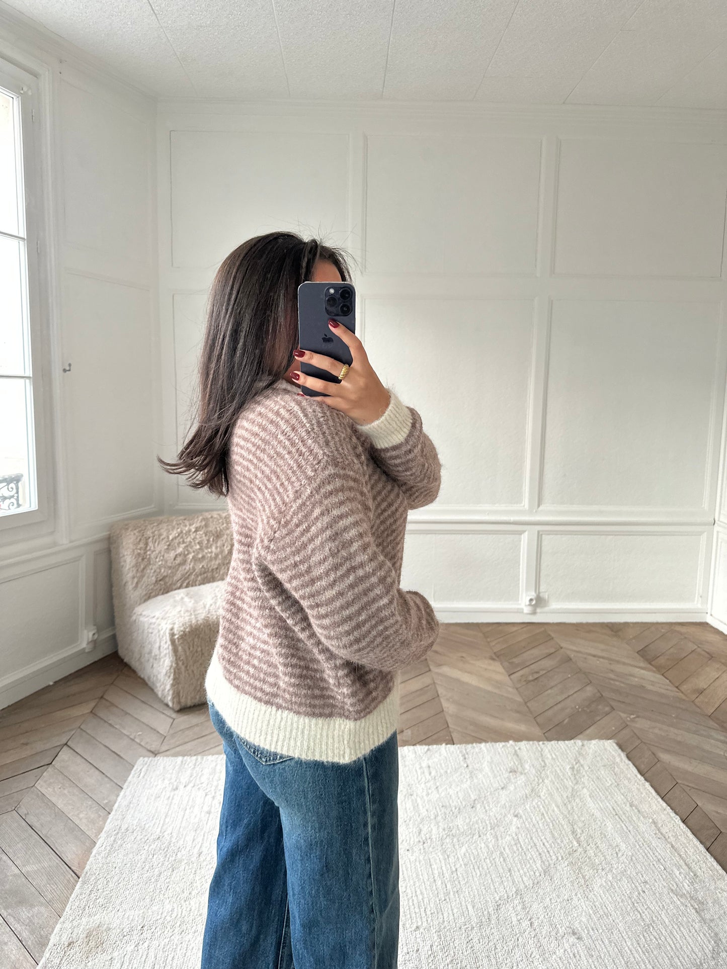 Gilet rayé Idalia - beige