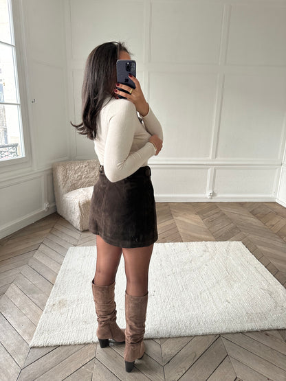 Jupe doublure short en effet daim