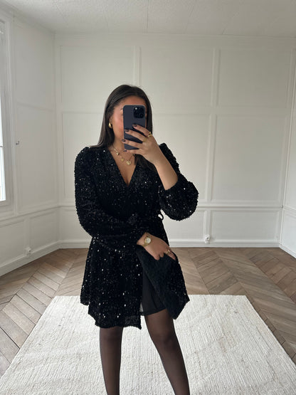 Robe à sequins Deva - noir