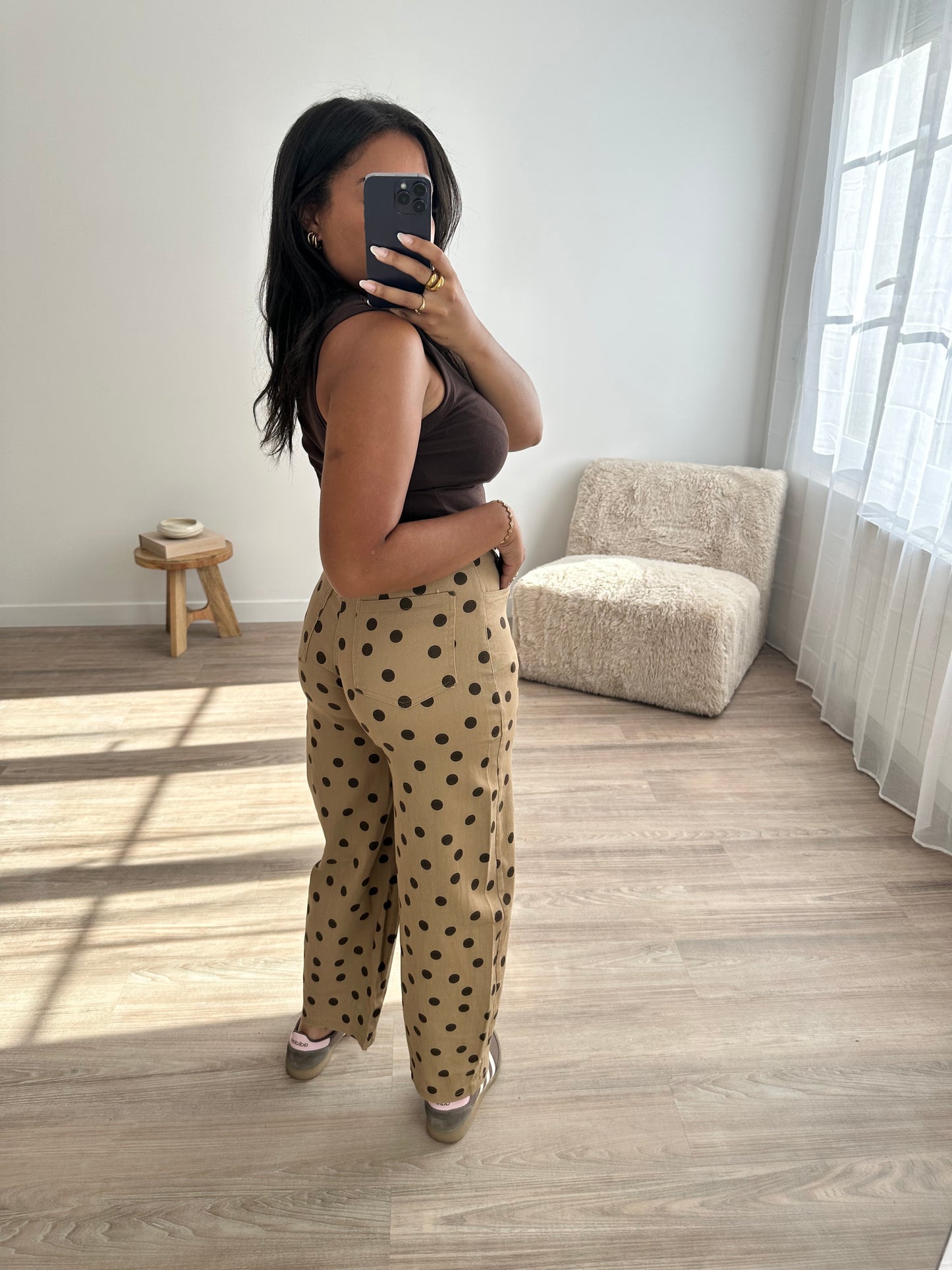 Pantalon barrel imprimé pois