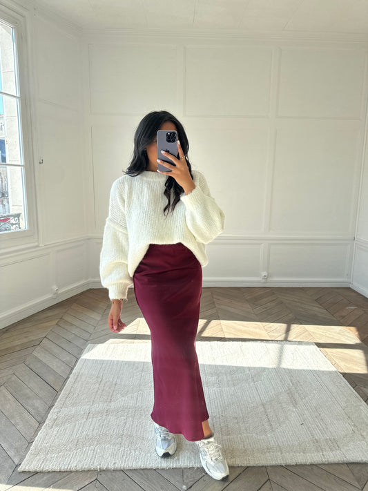 Jupe satinée Koëlie - bordeaux