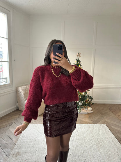 Jupe à sequins bodeaux