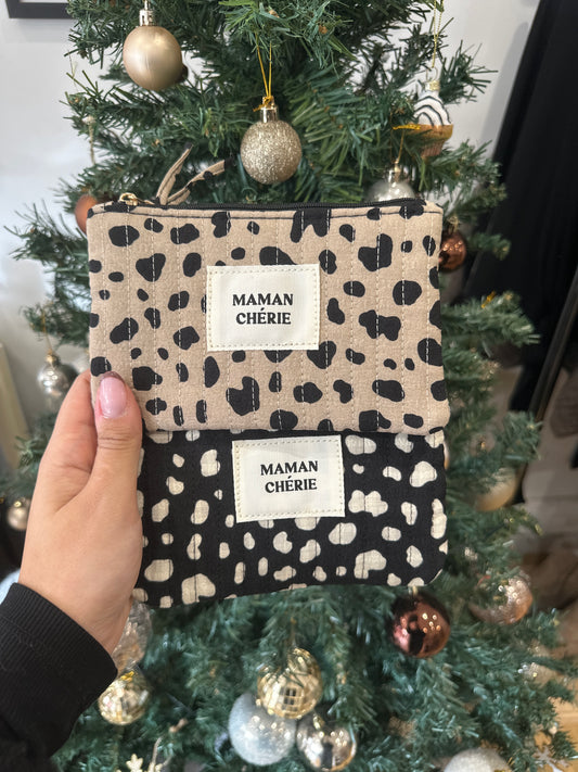 Pochette coton léopard - maman chérie