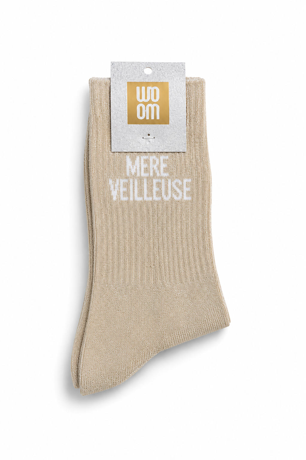 Chaussettes à paillettes - mère veilleuse - beige