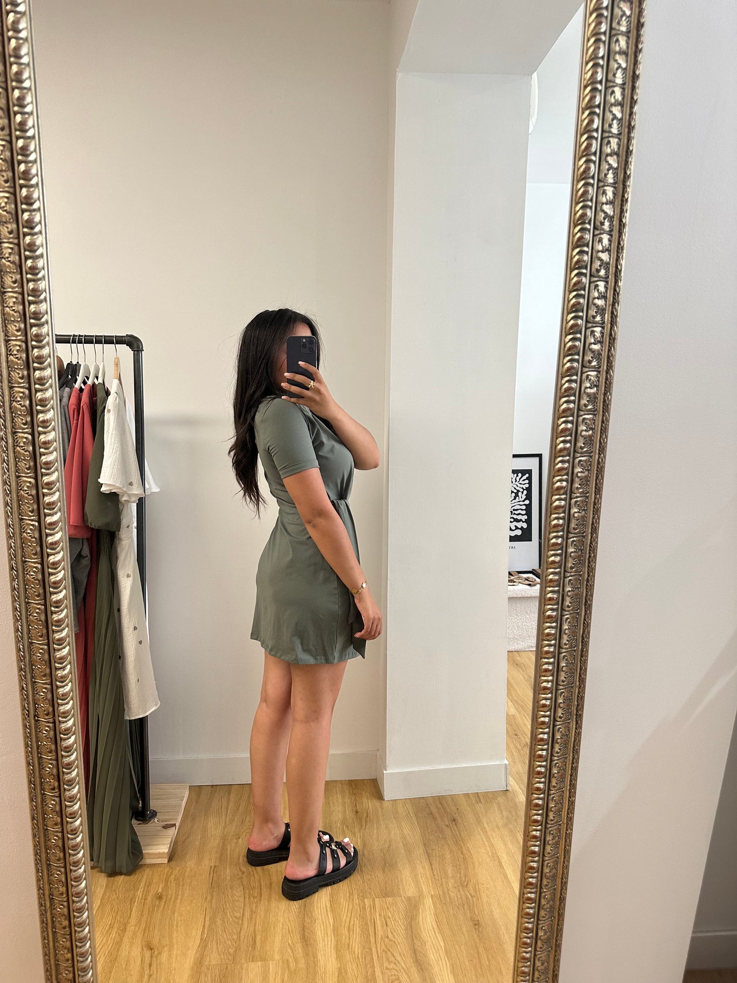 Robe t-shirt à nouer - kaki