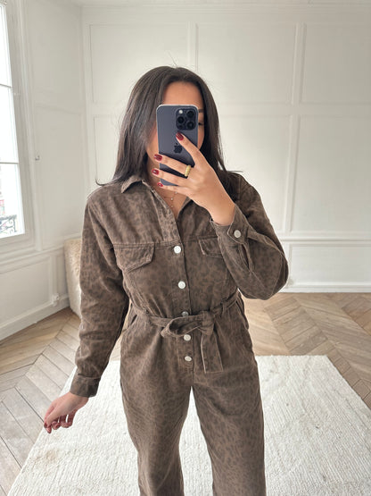 Combinaison en jean léopard