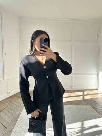 Haut effet blazer à boutons dorés