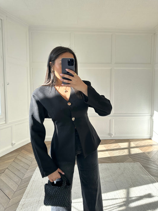 Haut effet blazer à boutons dorés