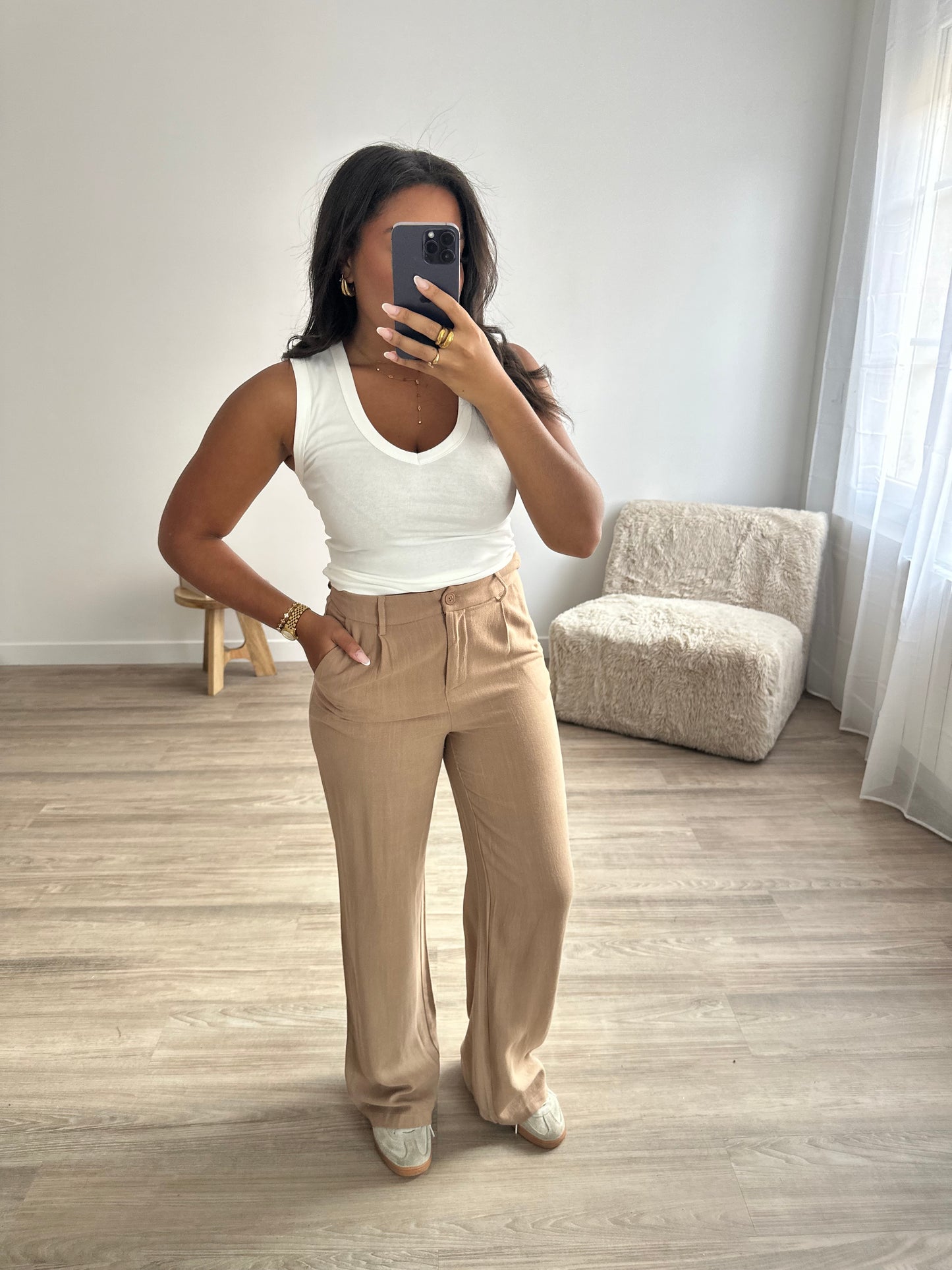 Pantalon en lin - camel