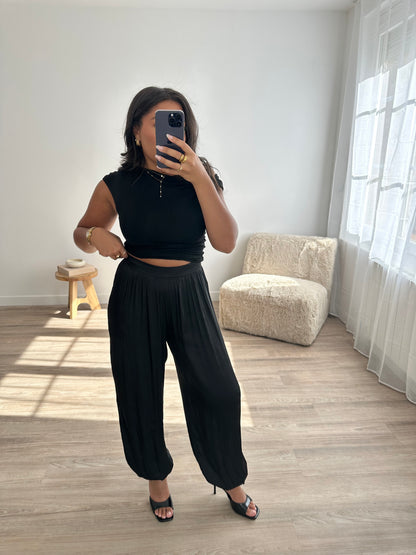 Pantalon bouffant satiné - noir