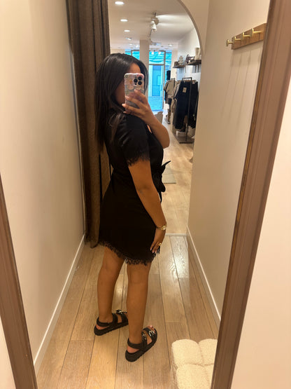 Robe à nouer et dentelle - noir