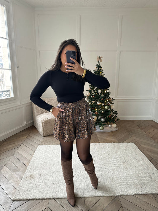 Short à sequins léopard