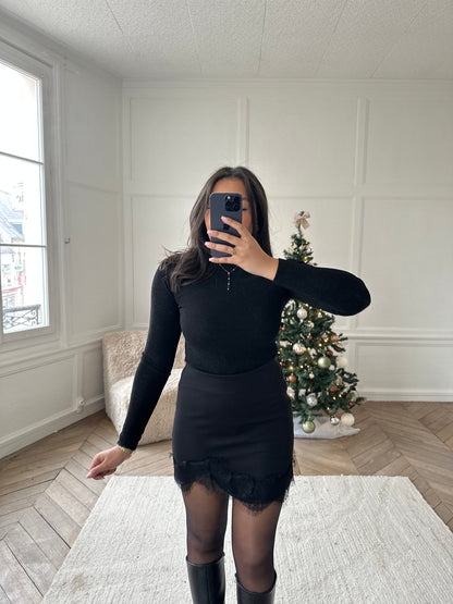 Jupe-short à détails dentelle