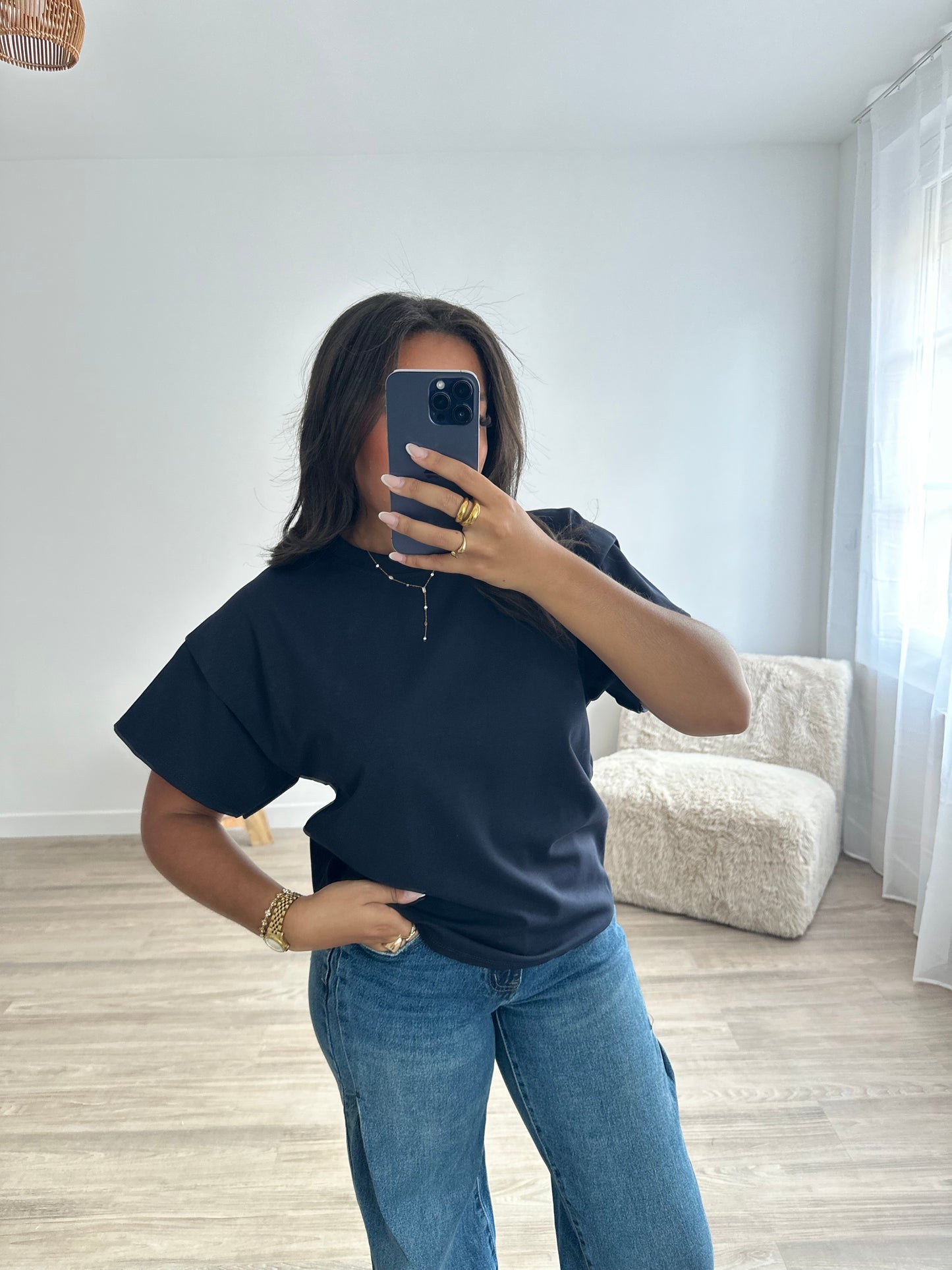 T-shirt double manche - marine