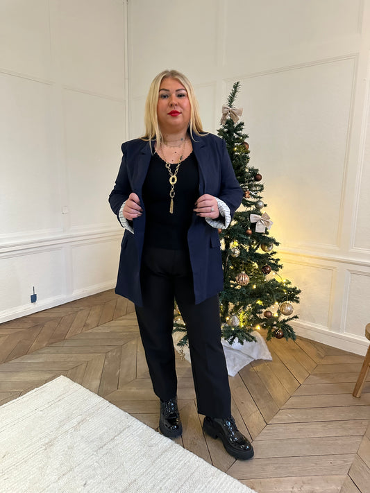 Blazer à revers bleu marine - Curvy