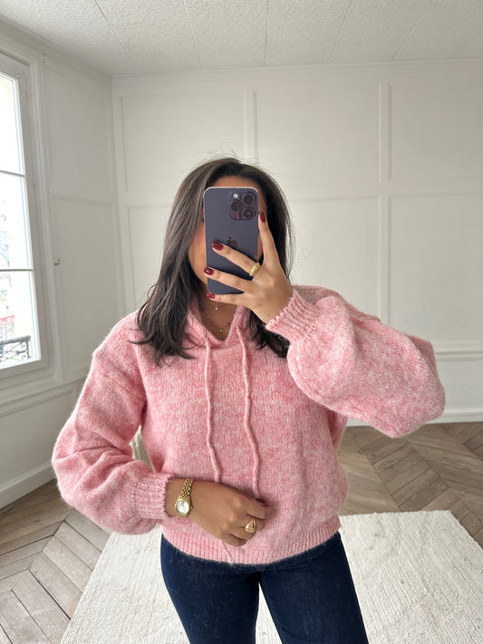 Sweat pull à capuche - rose