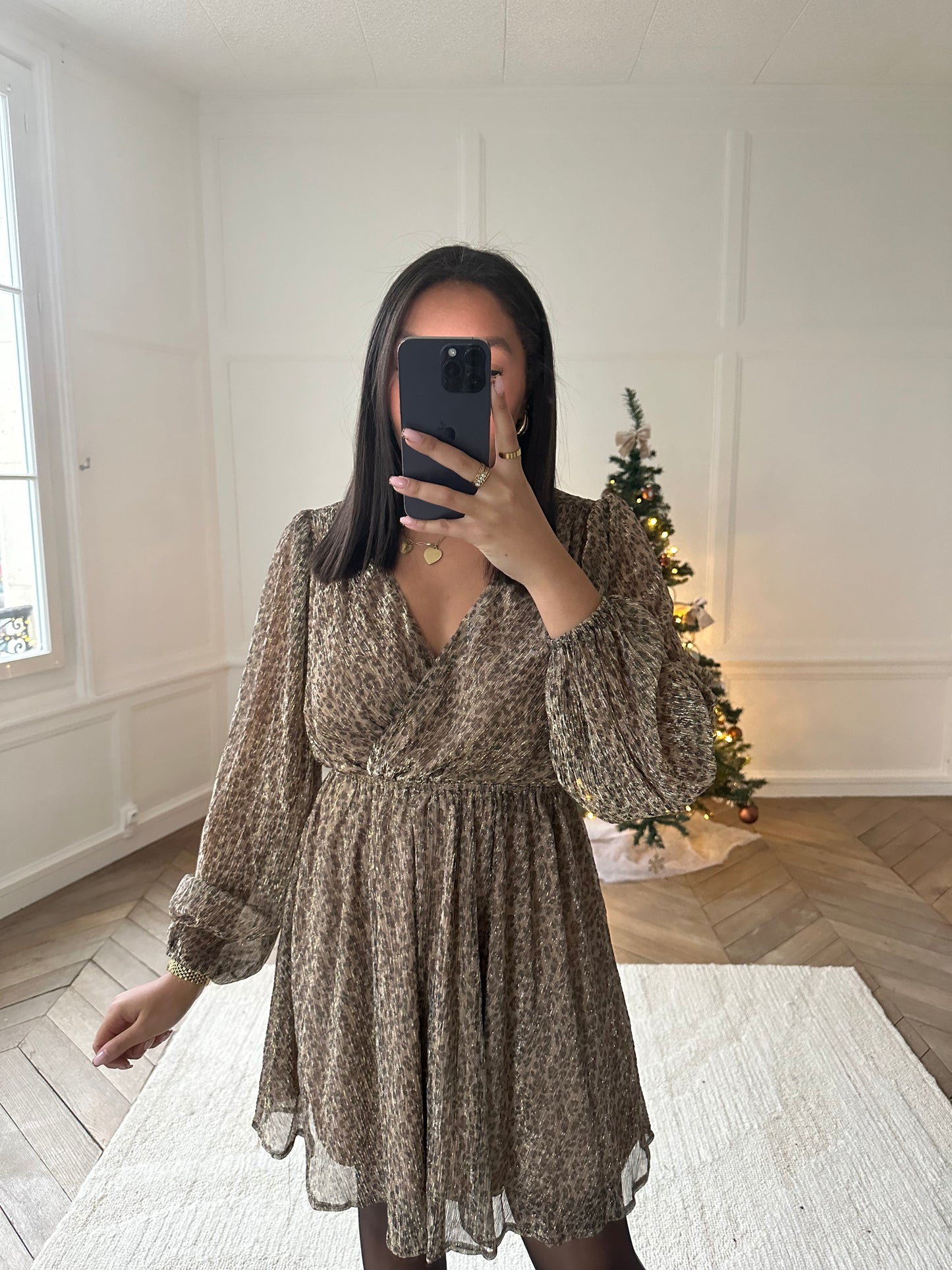 Robe cache-coeur léopard brillante