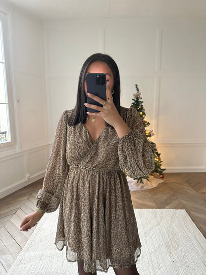 Robe cache-coeur léopard brillante
