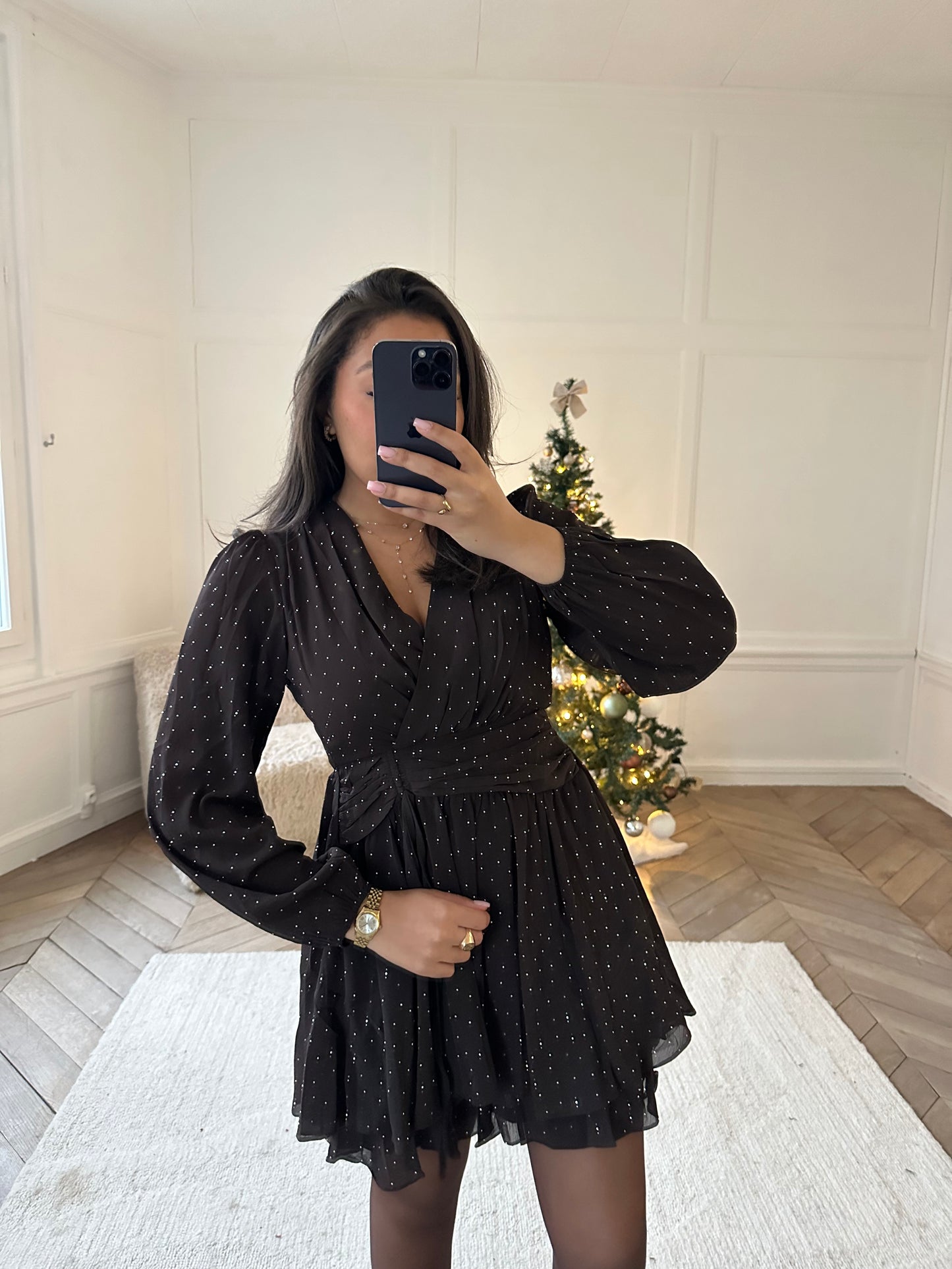 Robe à strass Célia - marron