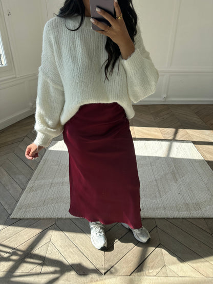 Jupe satinée Koëlie - bordeaux