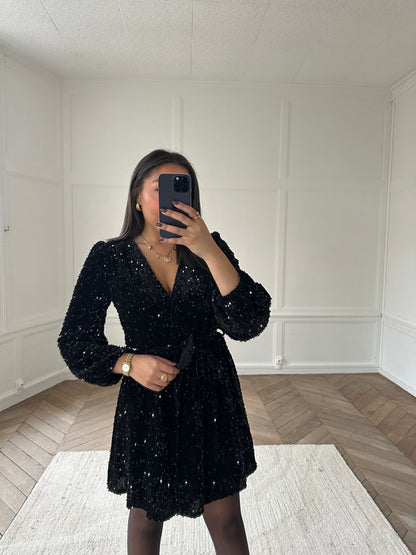 Robe à sequins Deva - noir