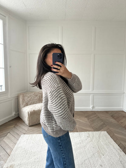 Gilet rayé Idalia - marron clair