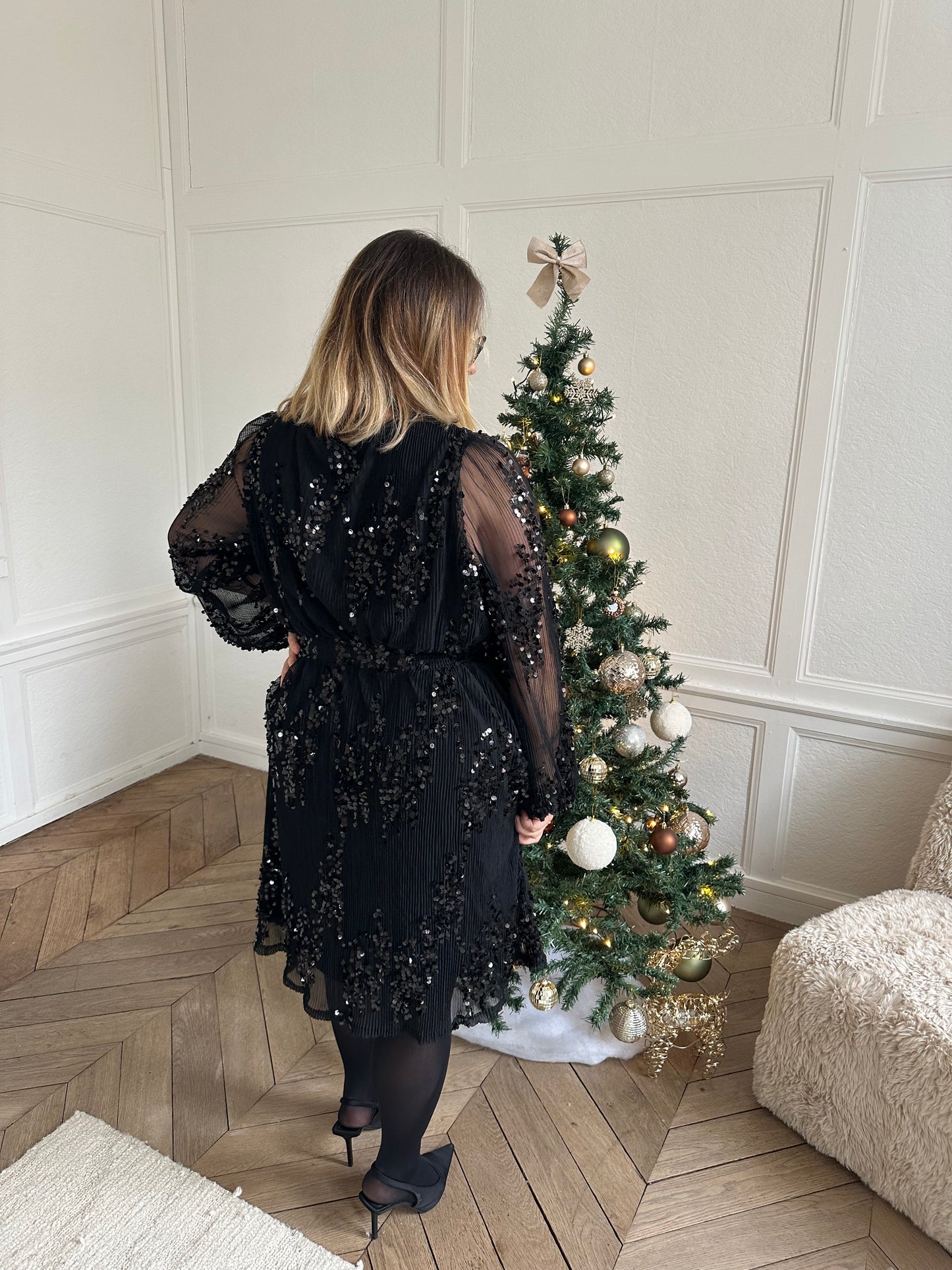 Robe à sequins Curvy - noir
