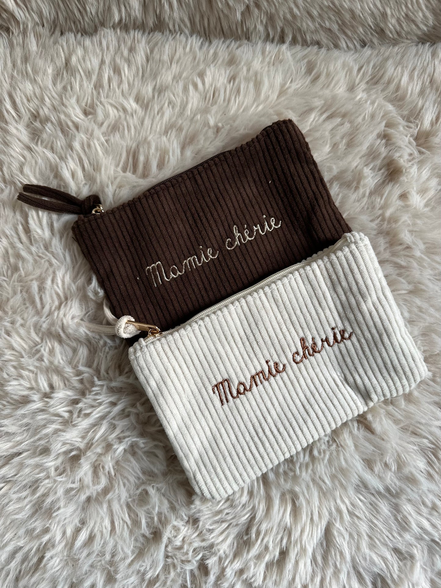 Pochette velours - mamie chérie