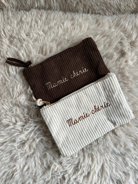 Pochette velours - mamie chérie