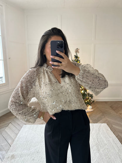 Blouse à sequins Ulysse - beige