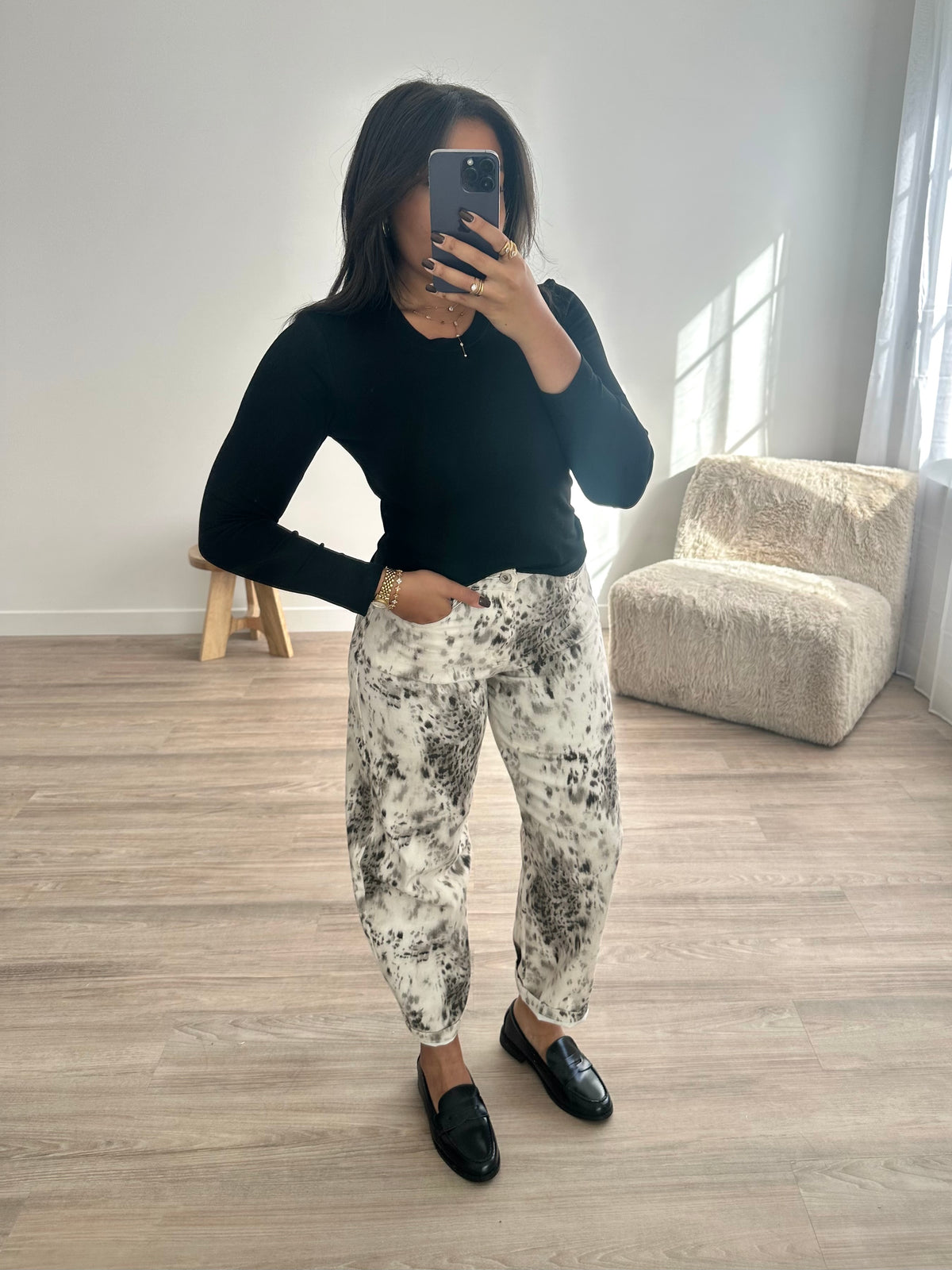 Pantalon barrel imprimé