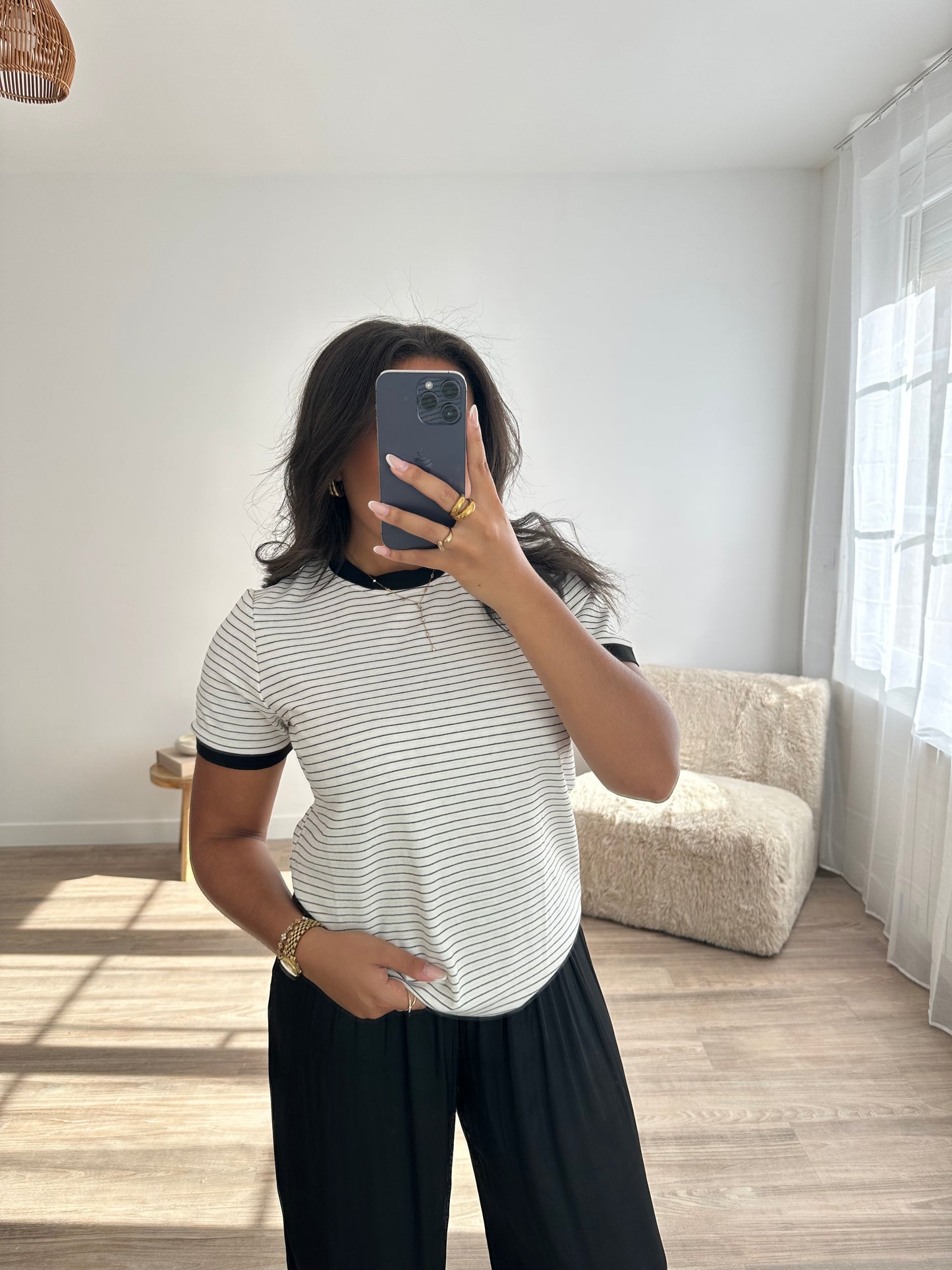 T-shirt rayé Ella - noir