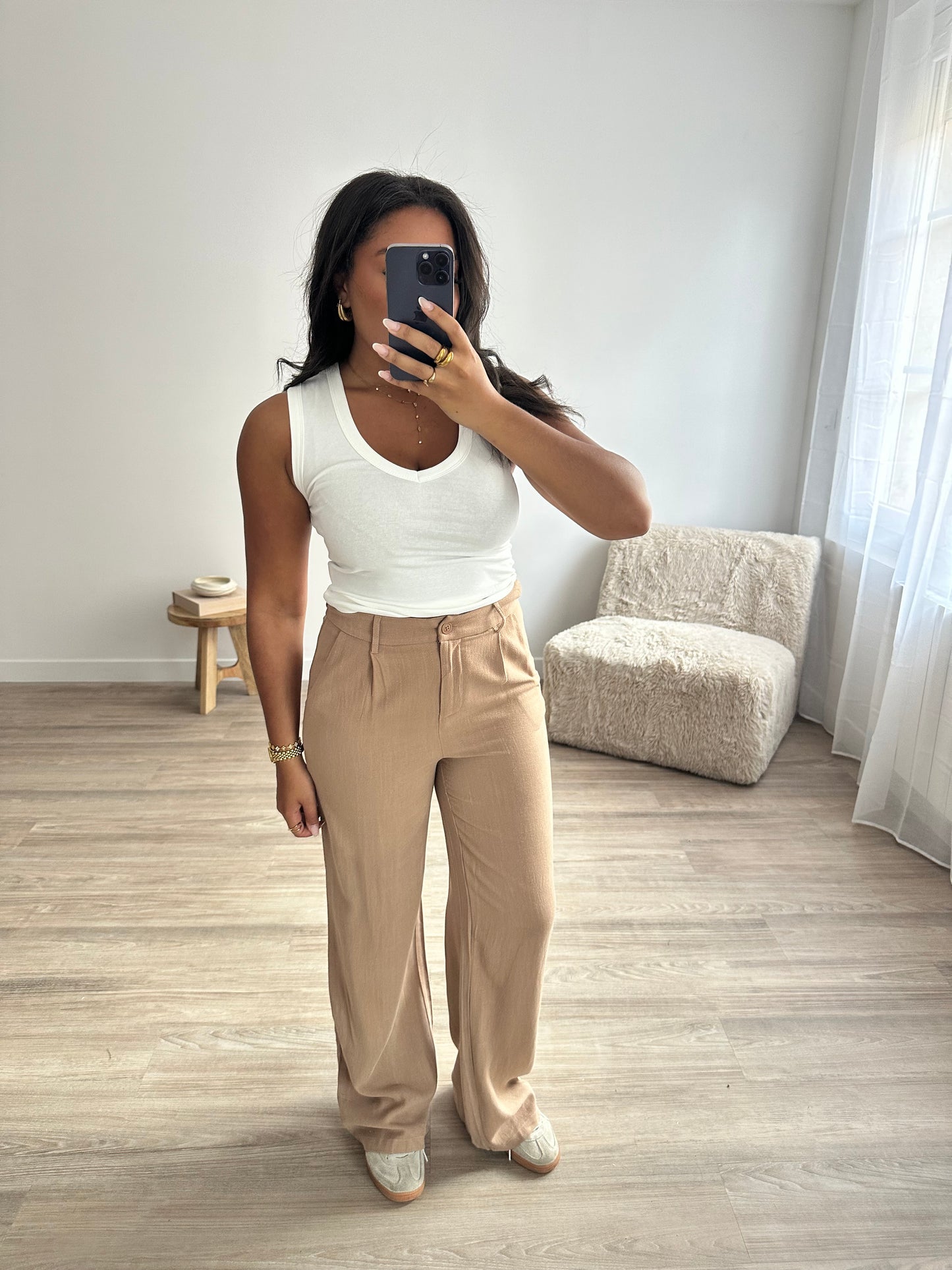 Pantalon en lin - camel