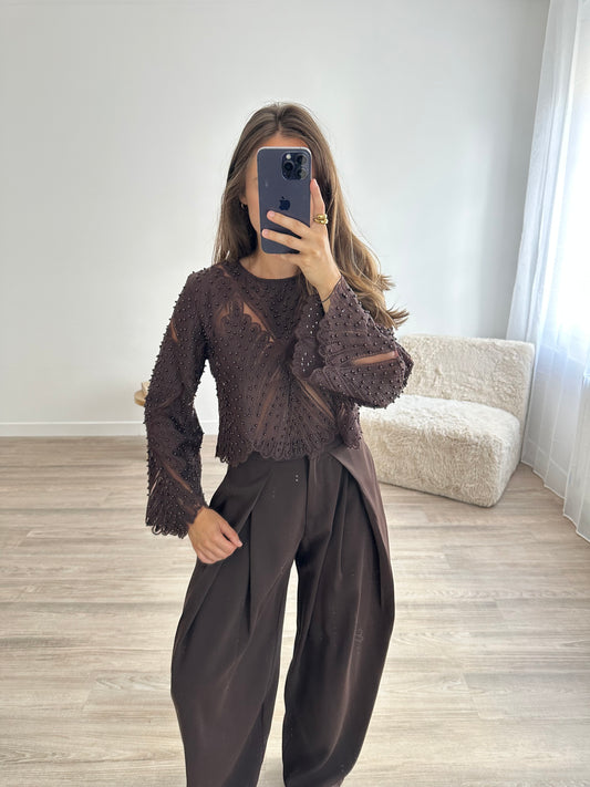 Top Perla - marron