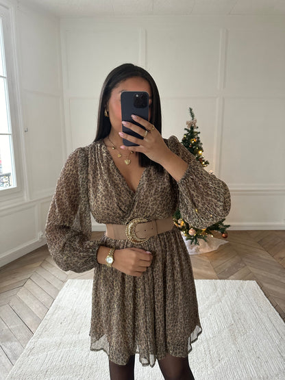 Robe cache-coeur léopard brillante
