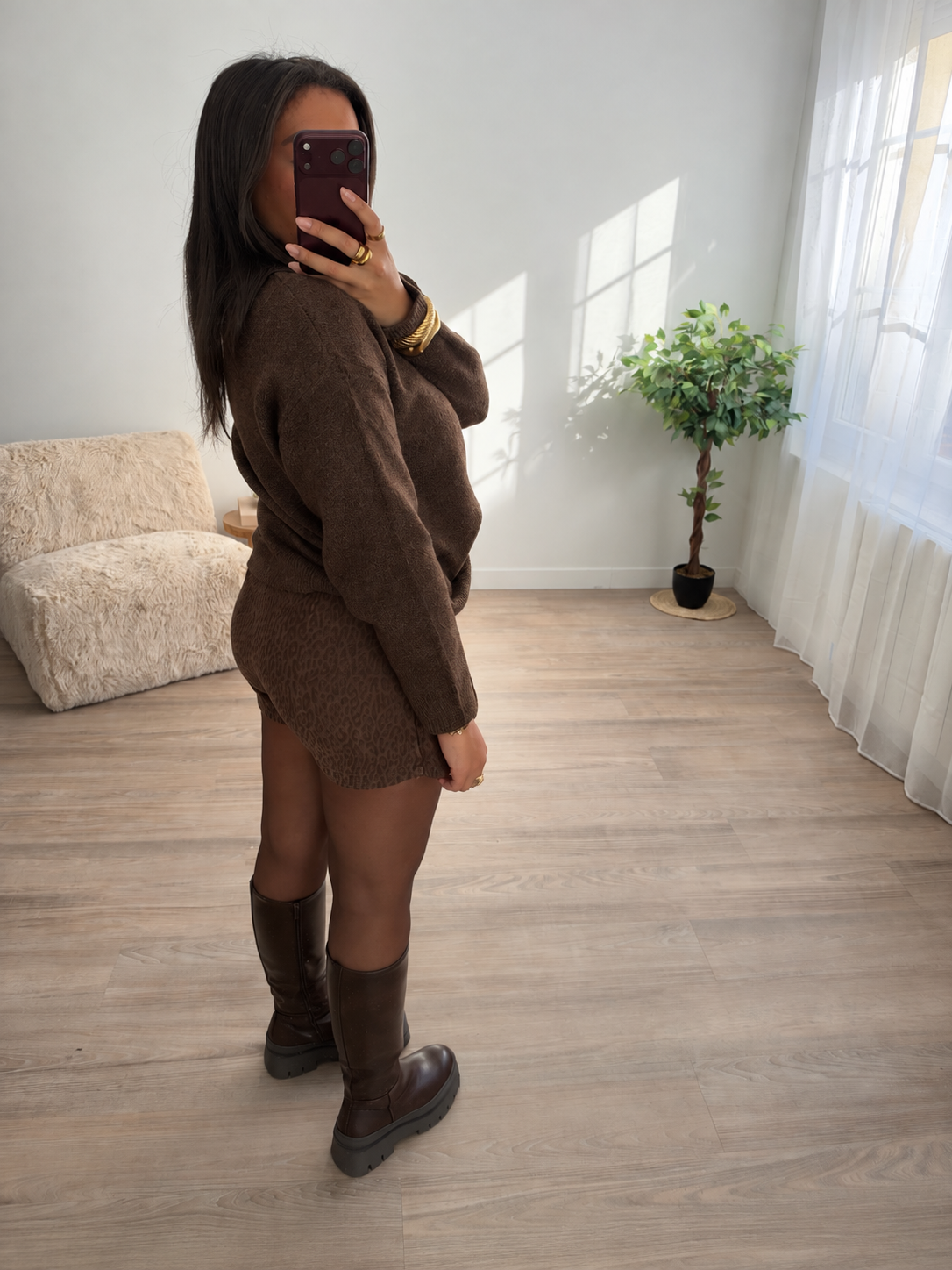 Jupe-short en jean léopard