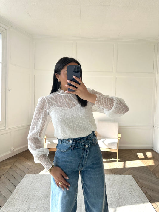 Blouse plumetis - blanc