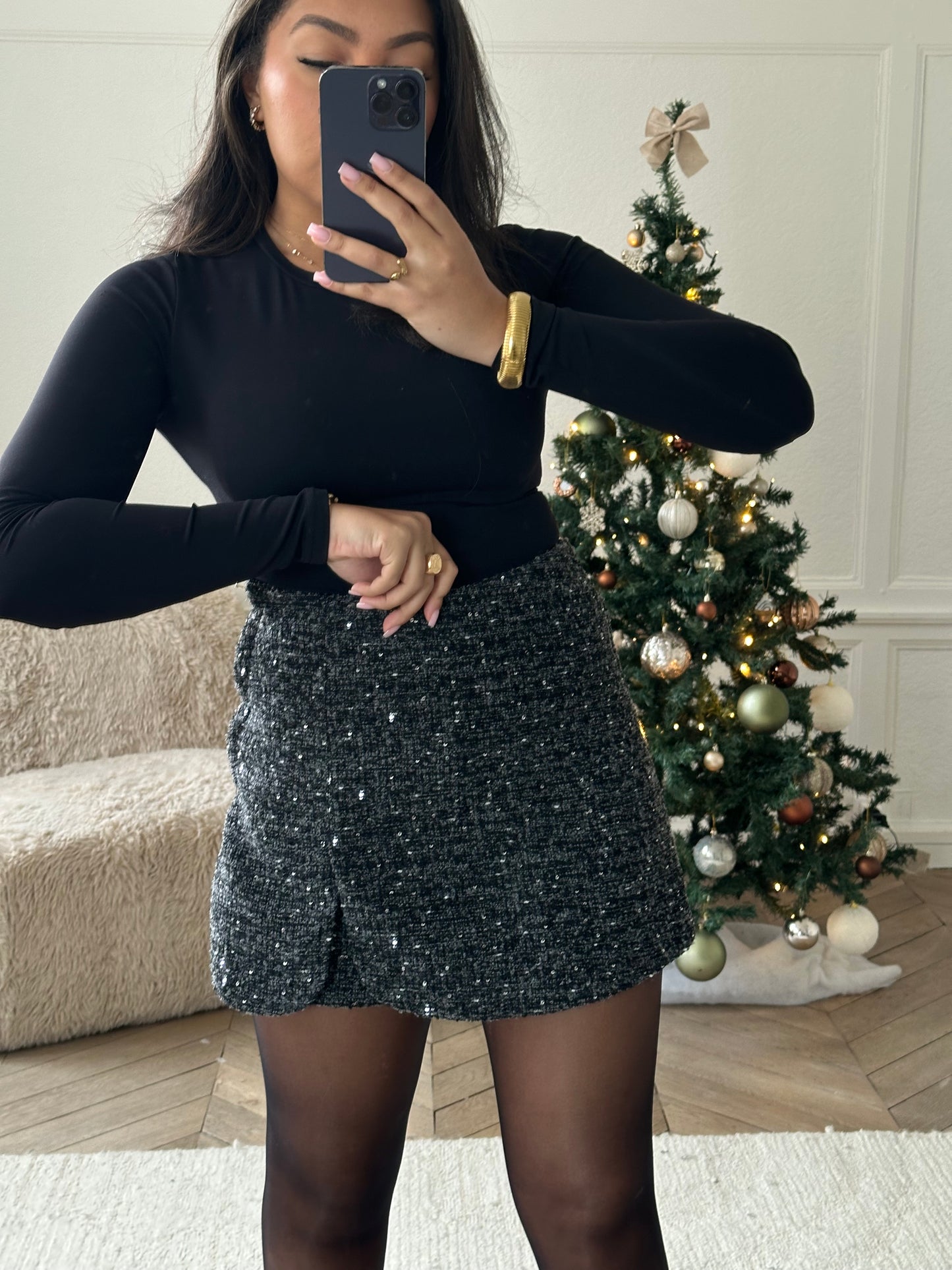 Jupe-short effet tweed Lana