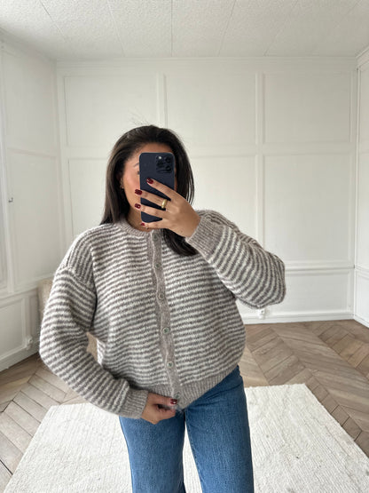 Gilet rayé Idalia - marron clair