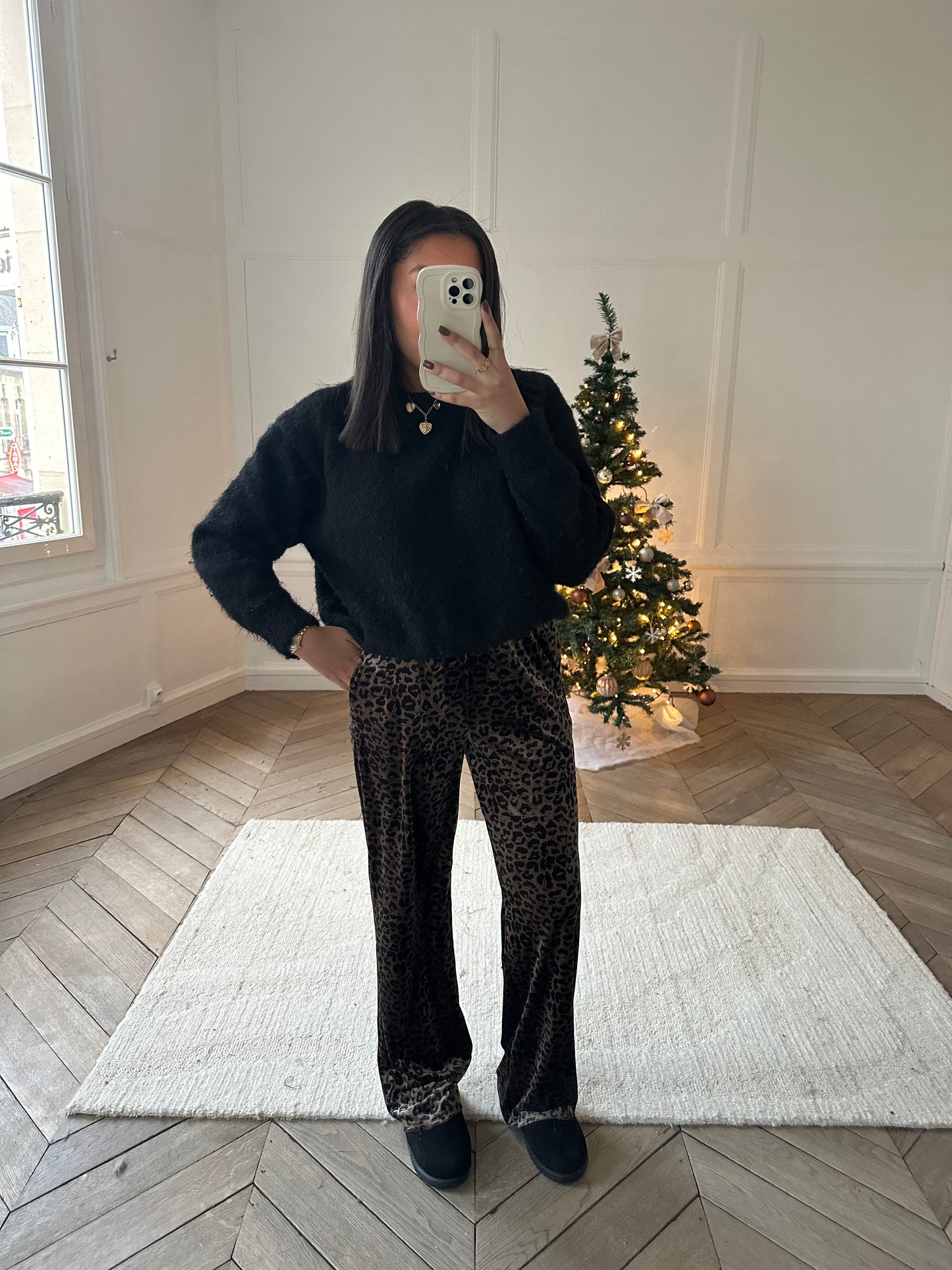 Pantalon léopard velours