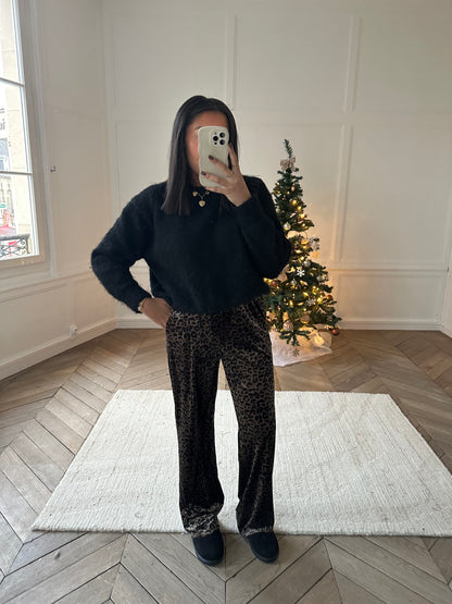 Pantalon léopard velours